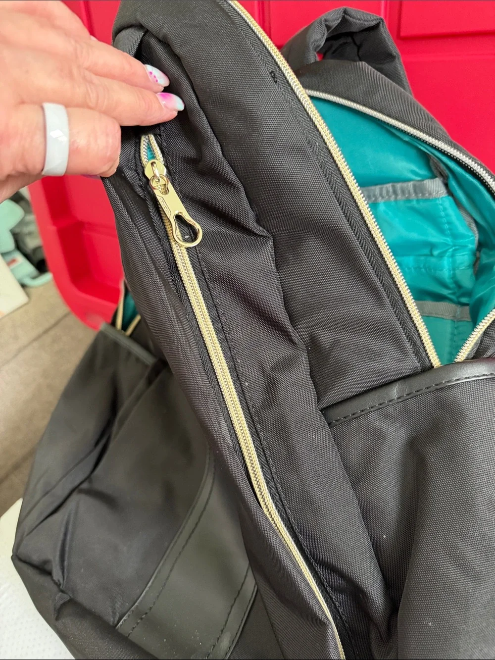 KROSER Black Laptop Backpack with Teal Interior